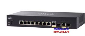 Cisco 8-port Gigabit PoE+ (support 60W PoE Port) with 124W power budget, PoE passthrough - SG350-10MP-K9