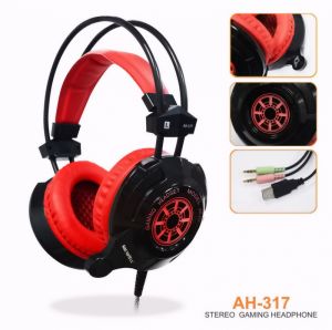 TAI NGHE GAMING CHỤP TAI SOUNDMAX AH-317 (ĐỎ, TRẮNG)