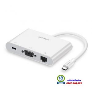 Ugreen UG 30439 - cáp chuyển USB Type C ra VGA + USB 3.0 hỗ trợ Lan 10/100Mbps
