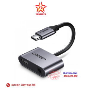 Cáp chuyển đổi USB type-C to 3,5mm hỗ trợ cổng sạc USB-C chính hãng Ugreen 50596 cao cấp