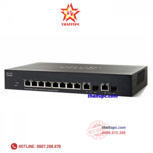Cisco 8-port PoE+ (support 60W PoE Port) 10/100Mbps with 62W power budget + 2-port Combo Mini-GBIT Managed Switch - SF352-08P-K9