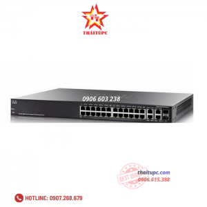 Cisco 24-port PoE+ (support 60W PoE Port) Gigabit with 382W power budget + 2 Gigabit copper/SFP combo + 2 SFP ports Managed Switch - SG350-28MP-K9