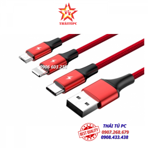 CÁP USB LIGHTNING +MICRO USB + TYPE C 1M2 UNITEK C 4049RD