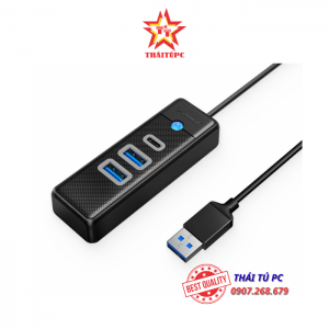BỘ CHIA TYPE C SANG 2 CỔNG USB 3.0 VÀ 1 CỔNG TYPE C ORICO PWC2U-U3-015-BK-EP