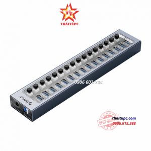 LofiBỘ CHIA USB HUB 16 CỔNG USB 3.0, XÁM, VỎ NHÔM ORICO - AT2U3-16AB-GY