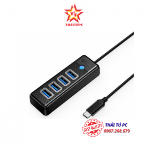 BỘ CHIA TYPE C SANG 4 CỔNG USB 3.0, ĐEN, ORICO PW4U-C3-015-BK