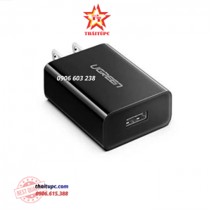 Sạc USB 1 cổng QC 3.0 18W màu đen chuẩn cắm US Ugreen 60495