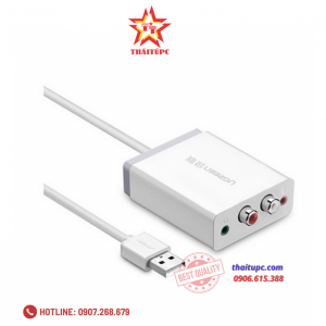 Cáp chuyển USB to RCA hỗ trợ Mic + Headphone Ugreen 30521