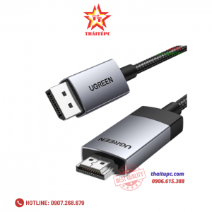 Cáp chuyển đổi Displayport to HDMI dài 2M hỗ trợ 4K60Hz, 2K144Hz, 1080p240Hz Ugreen 15774 cao cấp