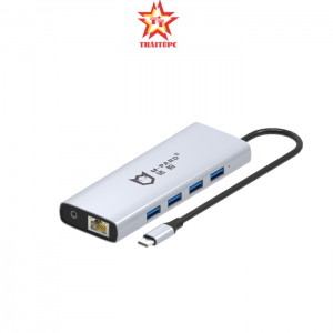 Bộ Hub M-PARD chuyển đổi cổng Type-C ra các cổng HDMI+VGA+Network card+USB+SD/TF+audio+PD MD053