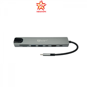 Hub chia Type-C -> HDMI+LAN+USB +TYPE-C 2.0+ SD/TF+PD M-PARD MD148