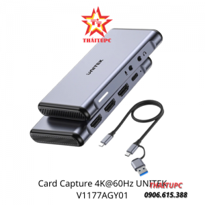 Card Capture 4K@60Hz UNITEK V1177AGY01, Ghi hình chuyên nghiệp, Live Stream mượt, Hỗ trợ PS5/Xbox