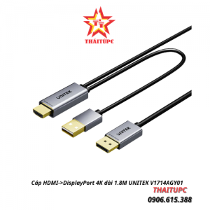 Cáp HDMI sang DisplayPort 4K dài 1.8M UNITEK V1714AGY01