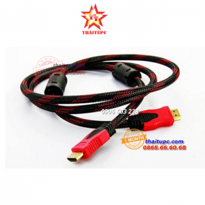 Dây cáp tín hiệu 2 đầu HDMI YH-16 chuẩn 1.4 chống nhiễu 3M (Đen phối đỏ)