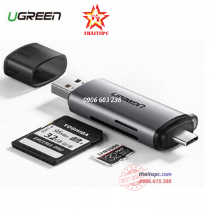 ĐẦU ĐỌC THẺ NHỚ USB TYPE-C CHO THẺ SD/TF CHÍNH HÃNG UGREEN 50704